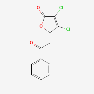 molecular formula C12H8Cl2O3 B11992975 2(5H)-Furanone, 3,4-dichloro-5-(2-oxo-2-phenylethyl)- CAS No. 20030-09-5