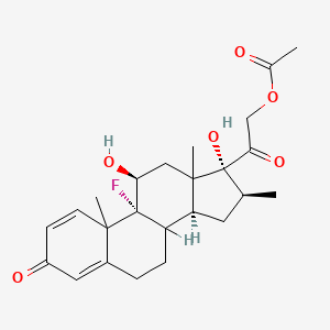 molecular formula C24H31FO6 B1199302 [2-[(9R,11S,14S,16S,17R)-9-fluoro-11,17-dihydroxy-10,13,16-trimethyl-3-oxo-6,7,8,11,12,14,15,16-octahydrocyclopenta[a]phenanthren-17-yl]-2-oxoethyl] acetate 