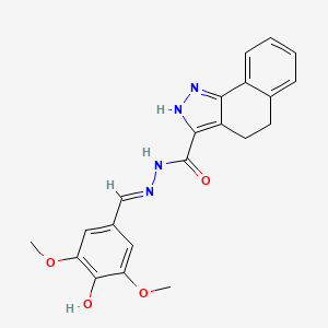 molecular formula C21H20N4O4 B11993033 N'-(4-Hydroxy-3,5-dimethoxybenzylidene)-4,5-dihydro-1H-benzo[g]indazole-3-carbohydrazide CAS No. 303106-45-8