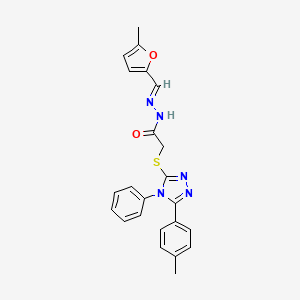 molecular formula C23H21N5O2S B11993064 N'-[(E)-(5-methylfuran-2-yl)methylidene]-2-{[5-(4-methylphenyl)-4-phenyl-4H-1,2,4-triazol-3-yl]sulfanyl}acetohydrazide 