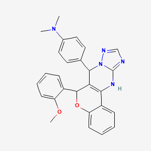 molecular formula C27H25N5O2 B11993068 4-(6-(2-Methoxyphenyl)-7,12-dihydro-6H-chromeno[4,3-d][1,2,4]triazolo[1,5-a]pyrimidin-7-yl)-N,N-dimethylaniline CAS No. 303094-19-1