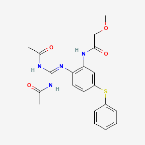 molecular formula C20H22N4O4S B11993078 N-[2-{[bis(acetylamino)methylene]amino}-5-(phenylthio)phenyl]-2-methoxyacetamide 