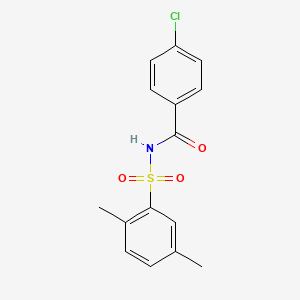 molecular formula C15H14ClNO3S B11993117 4-chloro-N-[(2,5-dimethylphenyl)sulfonyl]benzamide 