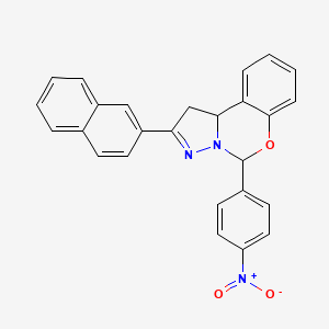 molecular formula C26H19N3O3 B11993189 2-(Naphthalen-2-yl)-5-(4-nitrophenyl)-5,10b-dihydro-1H-benzo[e]pyrazolo[1,5-c][1,3]oxazine CAS No. 303060-50-6