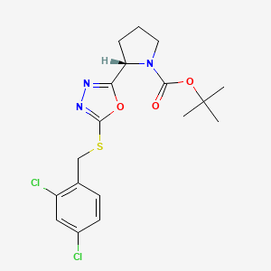 molecular formula C18H21Cl2N3O3S B1199326 (2S)-2-[5-[(2,4-dichlorophenyl)methylthio]-1,3,4-oxadiazol-2-yl]-1-pyrrolidinecarboxylic acid tert-butyl ester 