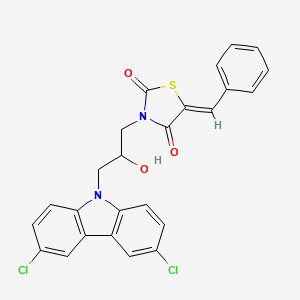 (5Z)-5-benzylidene-3-[3-(3,6-dichloro-9H-carbazol-9-yl)-2-hydroxypropyl]-1,3-thiazolidine-2,4-dione