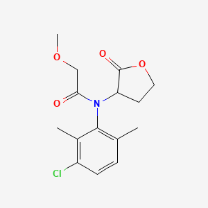 molecular formula C15H18ClNO4 B1199337 Acetamide, N-(3-chloro-2,6-dimethylphenyl)-2-methoxy-N-(tetrahydro-2-oxo-3-furanyl)- CAS No. 67932-85-8