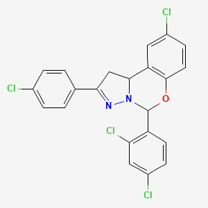 molecular formula C22H14Cl4N2O B11993462 9-Chloro-2-(4-chlorophenyl)-5-(2,4-dichlorophenyl)-1,10b-dihydropyrazolo[1,5-c][1,3]benzoxazine 