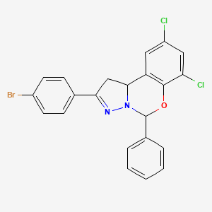 molecular formula C22H15BrCl2N2O B11993499 2-(4-Bromophenyl)-7,9-dichloro-5-phenyl-1,10b-dihydropyrazolo[1,5-c][1,3]benzoxazine 