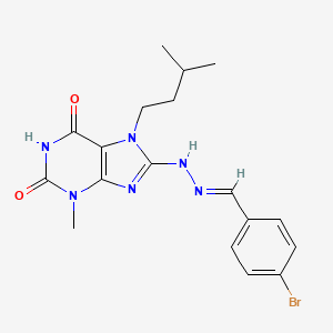 molecular formula C18H21BrN6O2 B11993547 4-bromobenzaldehyde (7-isopentyl-3-methyl-2,6-dioxo-2,3,6,7-tetrahydro-1H-purin-8-yl)hydrazone 