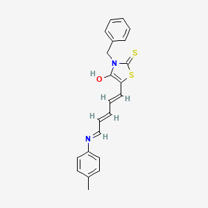 molecular formula C22H20N2OS2 B11993572 (5E)-3-benzyl-2-thioxo-5-[(2E,4E)-5-(4-toluidino)-2,4-pentadienylidene]-1,3-thiazolidin-4-one 