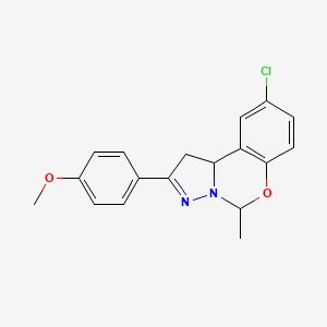 molecular formula C18H17ClN2O2 B11993593 8-CL-2-(4-Meo-PH)-4-ME-1,9B-dihydro-5-oxa-3,3A-diaza-cyclopenta(A)naphthalene 