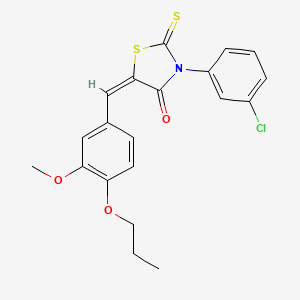 molecular formula C20H18ClNO3S2 B11993709 (5E)-3-(3-chlorophenyl)-5-(3-methoxy-4-propoxybenzylidene)-2-thioxo-1,3-thiazolidin-4-one 