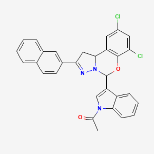 5-(1-Acetyl-1H-indol-3-YL)-7,9-dichloro-2-(2-naphthyl)-1,10B-dihydropyrazolo[1,5-C][1,3]benzoxazine