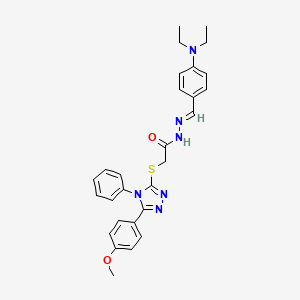 molecular formula C28H30N6O2S B11993747 N'-{(E)-[4-(diethylamino)phenyl]methylidene}-2-{[5-(4-methoxyphenyl)-4-phenyl-4H-1,2,4-triazol-3-yl]sulfanyl}acetohydrazide 