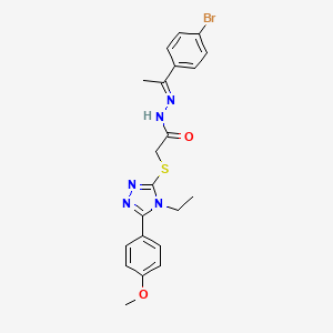 molecular formula C21H22BrN5O2S B11993751 N'-[(1E)-1-(4-bromophenyl)ethylidene]-2-{[4-ethyl-5-(4-methoxyphenyl)-4H-1,2,4-triazol-3-yl]sulfanyl}acetohydrazide 