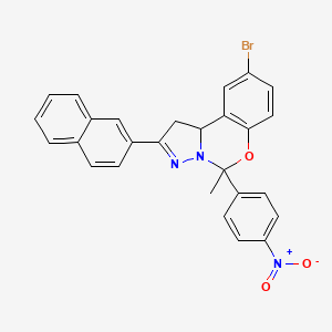 molecular formula C27H20BrN3O3 B11993804 9-Bromo-5-methyl-2-(2-naphthyl)-5-(4-nitrophenyl)-1,10B-dihydropyrazolo[1,5-C][1,3]benzoxazine CAS No. 303060-10-8