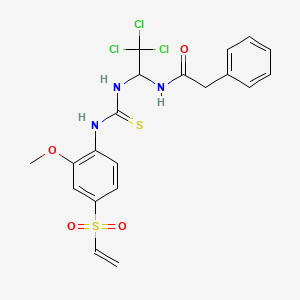 molecular formula C20H20Cl3N3O4S2 B11993858 2-phenyl-N-[2,2,2-trichloro-1-({[2-methoxy-4-(vinylsulfonyl)anilino]carbothioyl}amino)ethyl]acetamide 