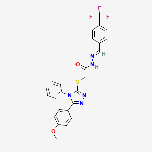 2-{[5-(4-methoxyphenyl)-4-phenyl-4H-1,2,4-triazol-3-yl]sulfanyl}-N'-{(E)-[4-(trifluoromethyl)phenyl]methylidene}acetohydrazide