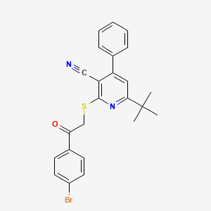 molecular formula C24H21BrN2OS B11993887 2-{[2-(4-Bromophenyl)-2-oxoethyl]sulfanyl}-6-tert-butyl-4-phenylpyridine-3-carbonitrile 