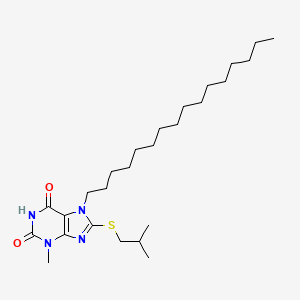 molecular formula C26H46N4O2S B11993895 7-Hexadecyl-3-methyl-8-(2-methylpropylsulfanyl)purine-2,6-dione 