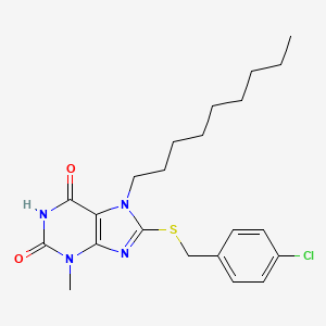 molecular formula C22H29ClN4O2S B11993927 8-(4-Chloro-benzylsulfanyl)-3-methyl-7-nonyl-3,7-dihydro-purine-2,6-dione 