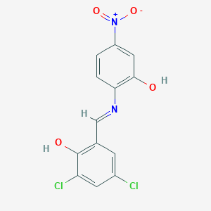 molecular formula C13H8Cl2N2O4 B11994020 2,4-dichloro-6-{(E)-[(2-hydroxy-4-nitrophenyl)imino]methyl}phenol 