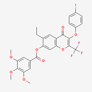 6-Ethyl-3-(4-iodophenoxy)-4-oxo-2-(trifluoromethyl)-4H-chromen-7-yl 3,4,5-trimethoxybenzoate