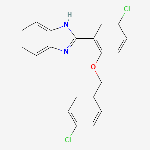 molecular formula C20H14Cl2N2O B11994043 1H-Benzimidazole, 2-[5-chloro-2-[(4-chlorophenyl)methoxy]phenyl]- CAS No. 62871-26-5