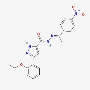 molecular formula C20H19N5O4 B11994081 3-(2-Ethoxyphenyl)-N'-(1-(4-nitrophenyl)ethylidene)-1H-pyrazole-5-carbohydrazide CAS No. 302917-90-4