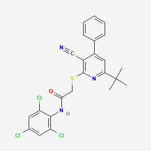 2-[(6-tert-butyl-3-cyano-4-phenylpyridin-2-yl)sulfanyl]-N-(2,4,6-trichlorophenyl)acetamide