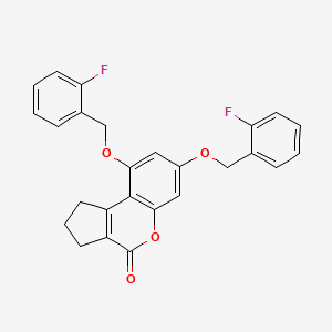 molecular formula C26H20F2O4 B11994192 7,9-bis[(2-fluorobenzyl)oxy]-2,3-dihydrocyclopenta[c]chromen-4(1H)-one 