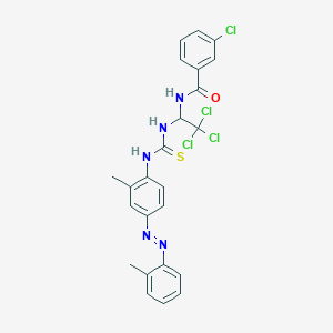 molecular formula C24H21Cl4N5OS B11994229 3-chloro-N-{2,2,2-trichloro-1-[({2-methyl-4-[(E)-(2-methylphenyl)diazenyl]anilino}carbothioyl)amino]ethyl}benzamide CAS No. 301813-95-6