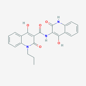 molecular formula C22H19N3O5 B11994260 4-hydroxy-N-(4-hydroxy-2-oxo-1,2-dihydro-3-quinolinyl)-2-oxo-1-propyl-1,2-dihydro-3-quinolinecarboxamide 