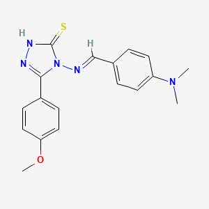 molecular formula C18H19N5OS B11994360 4-({(E)-[4-(dimethylamino)phenyl]methylidene}amino)-5-(4-methoxyphenyl)-2,4-dihydro-3H-1,2,4-triazole-3-thione 