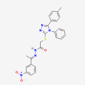 2-{[5-(4-methylphenyl)-4-phenyl-4H-1,2,4-triazol-3-yl]sulfanyl}-N'-[(1E)-1-(3-nitrophenyl)ethylidene]acetohydrazide