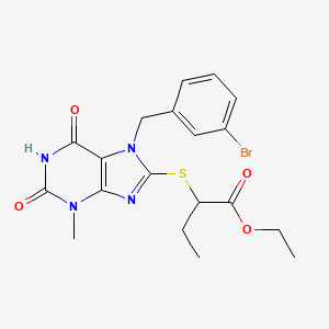 ethyl 2-{[7-(3-bromobenzyl)-6-hydroxy-3-methyl-2-oxo-3,7-dihydro-2H-purin-8-yl]sulfanyl}butanoate