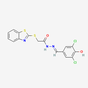 molecular formula C16H11Cl2N3O2S2 B11994509 2-(1,3-benzothiazol-2-ylsulfanyl)-N'-[(E)-(3,5-dichloro-4-hydroxyphenyl)methylidene]acetohydrazide 