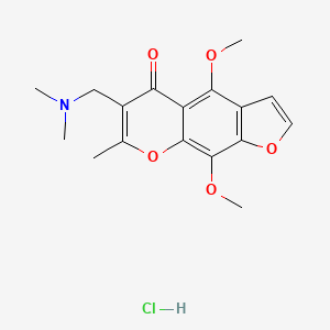 B1199457 6-(Dimethylaminomethyl)-4,9-dimethoxy-7-methylpyrano(3,2-f)(1)benzoxol-5-one hydrochloride CAS No. 34086-73-2