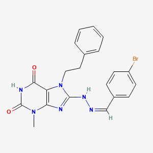 8-(N'-(4-BR-Benzylidene)-hydrazino)-3-ME-7-phenethyl-3,7-2H-purine-2,6-dione