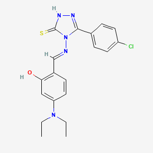 molecular formula C19H20ClN5OS B11994684 2-((E)-{[3-(4-Chlorophenyl)-5-sulfanyl-4H-1,2,4-triazol-4-YL]imino}methyl)-5-(diethylamino)phenol 