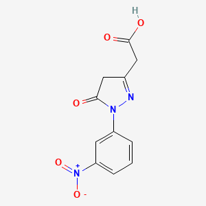 molecular formula C11H9N3O5 B11994711 (1-(3-Nitrophenyl)-5-oxo-4,5-dihydro-1H-pyrazol-3-YL)acetic acid 