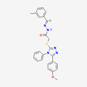 molecular formula C25H23N5O2S B11994758 2-{[5-(4-methoxyphenyl)-4-phenyl-4H-1,2,4-triazol-3-yl]sulfanyl}-N'-[(E)-(3-methylphenyl)methylidene]acetohydrazide 