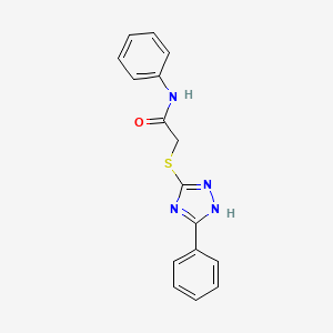 molecular formula C16H14N4OS B11994813 N-Phenyl-2-(5-phenyl-2H-(1,2,4)triazol-3-ylsulfanyl)-acetamide 