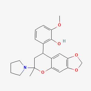 2-(7,8-Dihydro-6-methyl-6-(1-pyrrolidinyl)-6H-1,3-dioxolo(4,5-g)(1)benzopyran-8-yl)-6-methoxyphenol