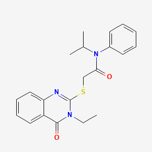 molecular formula C21H23N3O2S B11994891 2-[(3-ethyl-4-oxo-3,4-dihydroquinazolin-2-yl)sulfanyl]-N-phenyl-N-(propan-2-yl)acetamide 