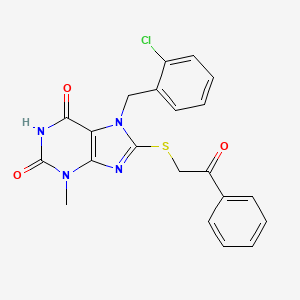 7-[(2-Chlorophenyl)methyl]-3-methyl-8-phenacylsulfanylpurine-2,6-dione