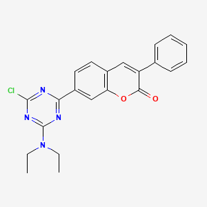 molecular formula C22H19ClN4O2 B11994957 7-[4-chloro-6-(diethylamino)-1,3,5-triazin-2-yl]-3-phenyl-2H-chromen-2-one CAS No. 2744-51-6