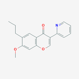 molecular formula C18H17NO3 B11995039 7-methoxy-6-propyl-3-(pyridin-2-yl)-4H-chromen-4-one 