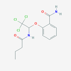 2-[1-(Butanoylamino)-2,2,2-trichloroethoxy]benzamide